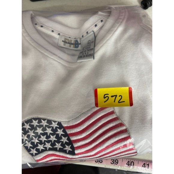 Paul Harris Design Women's White American Embroidered Flag T-Shirt Size L - Picture 8 of 8